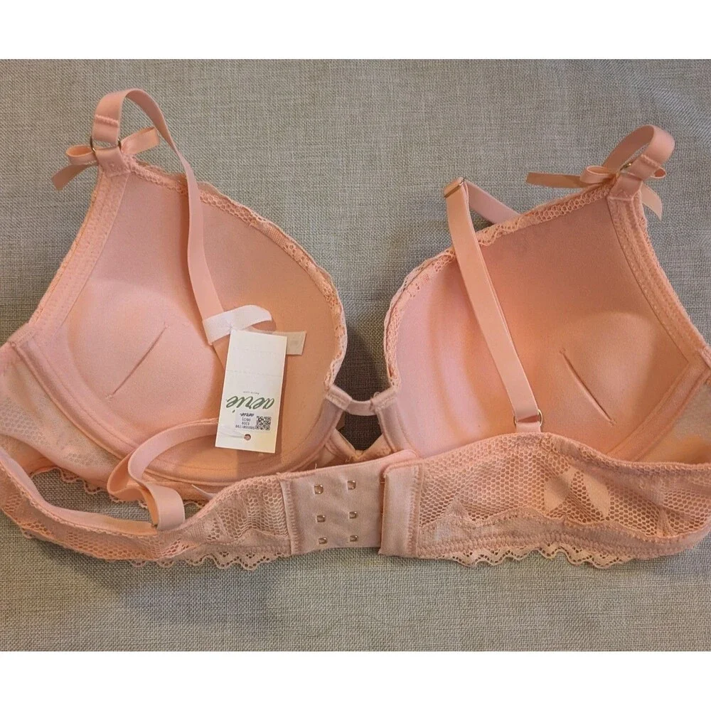 Aerie 34B Plunge Pink Pushup Bra NWT Adjustable Straps Underwire Padded